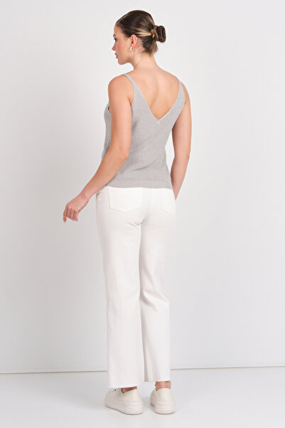 ONLY Women's Onlshına V-Neck Glitter Knitted Blouse 15322379 Gray