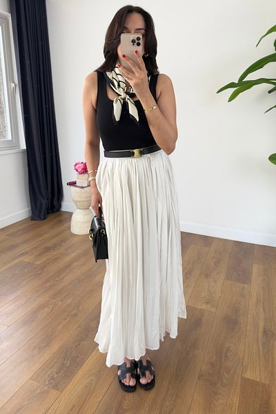 BİRCANÇİL Alula Ecru Crashed Skirt