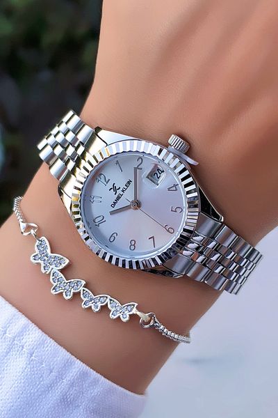 Daniel Klein Original 2 Years Warranty 3Atm Waterproof Women's Wristwatch with Numbers and Calendar with Bracelet Gift