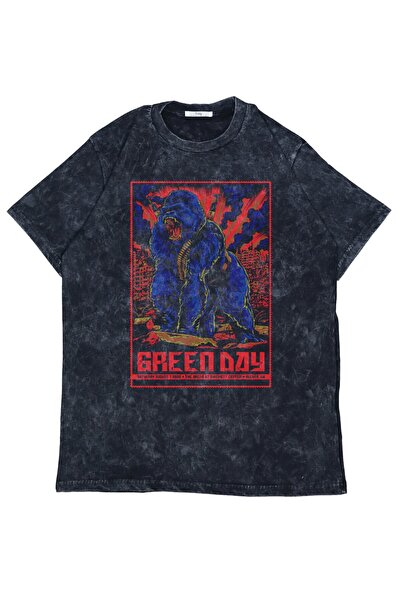 Fuddy Moda Υπερμεγέθη μπλουζάκι με στάμπα Greenday Gorilla, ρετρό μπλουζάκι μ...