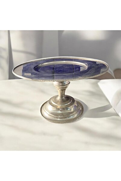 partridge store طبق تقديم على شكل قدم فضية عتيقة مقاس 32 سم