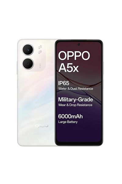 OPPO هاتف ذكي A5X CPH2725 بسعة 4 جيجابايت وذاكرة 128 جيجابايت، لون أبيض ليزري، LTE
