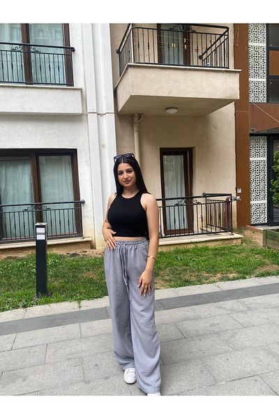 CLB COLLECTION Wide Leg Gray Linen Pants Summer Light Fabric