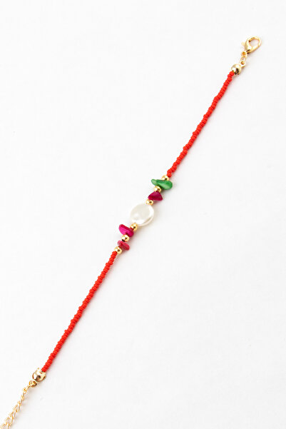 Sortie Aksesuar Pearl and flat stone figured bead bracelet 005