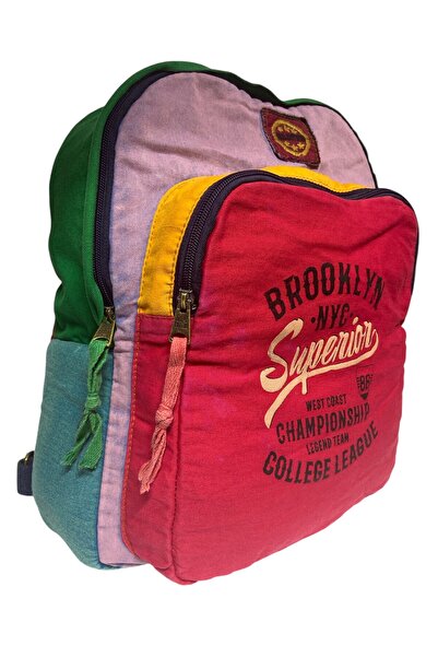 Old Cotton Quality Single Compartment Vintage Casual Design Daily Backpack Travel School Camping Bag 32 cm X 38 cm