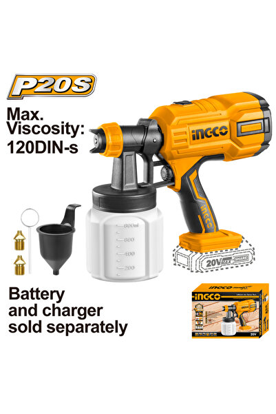 Ingco ING-CSGLI2003 Li-ion Akülü Boya Tabancası 20V 2.0Ah (Akü ve Şarj Aleti ...