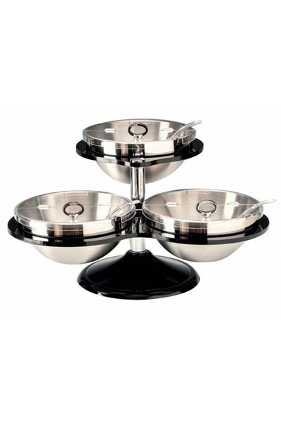 Raki Stainless steel presentation display 54x50xh30cm for 3 bowls