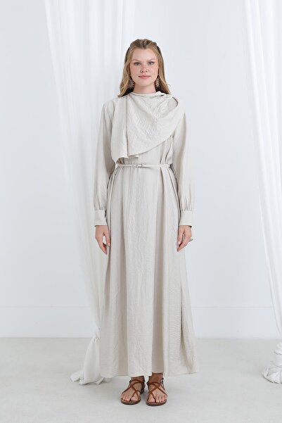 Puane Women's Shawl Collar Belted Long Tunic -12629Elb - Stone