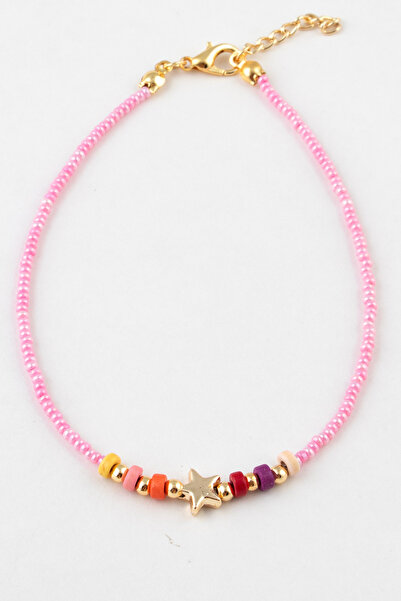 Sortie Aksesuar Colorful beaded stone and star figured beaded anklet 011