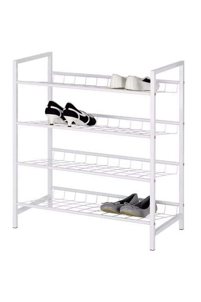 Herum Suport metalic pentru pantofi cu 4 rafturi, Herum®, alb, 63 x 30 x 70 cm