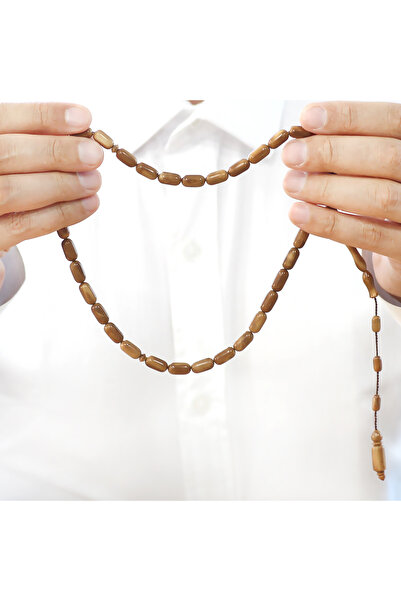 Tesbihane System Necklace Cut Light Brown Polished Kuka Prayer Beads
