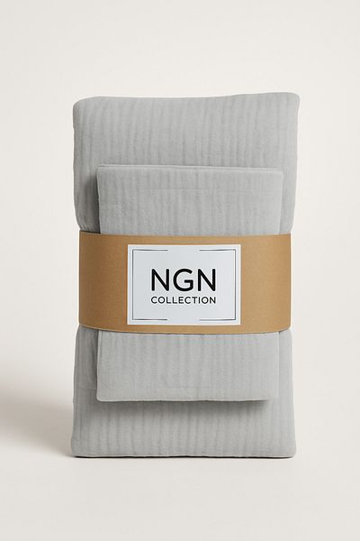 NG Collection Muslin 2-Piece Baby Elastic Sheet and Pillowcase Set 4 Layer Muslin Children's Sheet 60X120