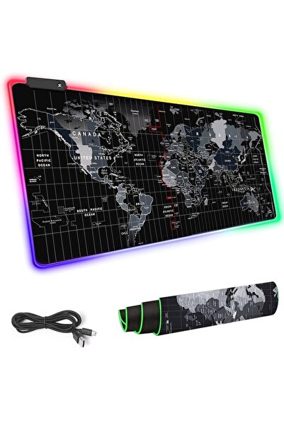 OEM Mousepad Gaming, LED Lighting, RGB, World Map Model, 80 x 30 cm