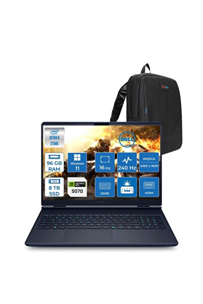 Dell Alienware 16X U9-275HX 96GB 8tb SSD WIN11PRO 8gb RTX5070 16" 2K 240Hz 3m...