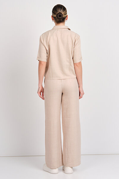 JDY Γυναικείο Jdypower ριγέ κοντομάνικο πουκάμισο 15347235 μπεζ