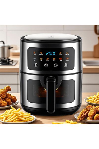 PERFORMANCE Friteuză cu Aer Cald - AirFryer 8L, 2800W, 10 Programe Smart, Panou Tactil