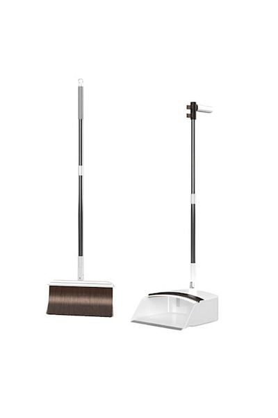 Herum Set folding broom and dustpan, Herum, self-cleaning, white/grey