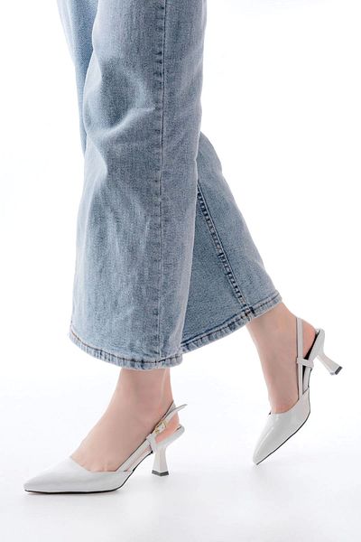 TB Terzi Bey St-002 White Patent Leather Daily 7 cm Heeled Shoes