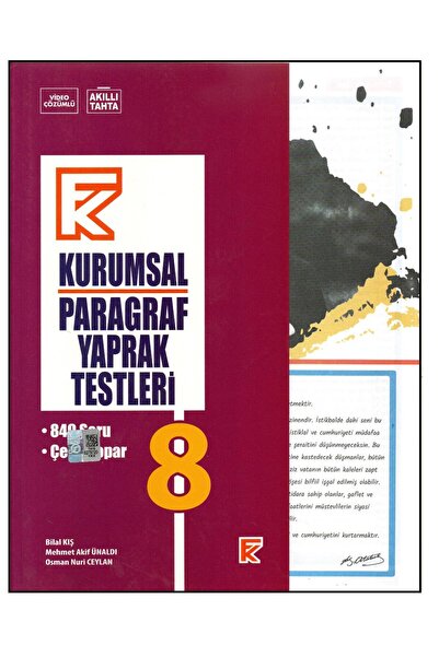 Fenomen Yayıncılık KURMAY 8 SINIF KURUMSAL PARAGRAF YAPRAK TEST