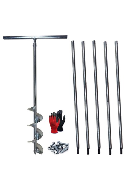 Galvaniz Toprak Burgusu Uzatmalı Sondaj Aleti Çap 15 cm Boy 6 mt