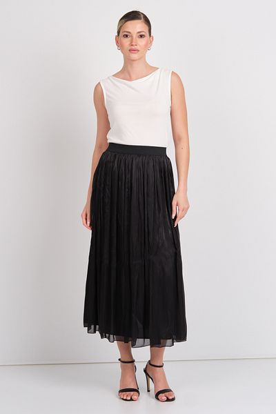Vero Moda تنورة ماكسي نسائية Vmvıps بطيات وخصر مطاطي 10328017 أسود