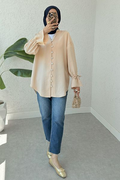 Salih Çelebi Judge Collar Shirt 2340 - Beige