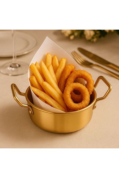 Qerhome Gold Presentation Plate & Appetizer Presentation Plate with Handle Steel 1 Piece 10 cm Stainless Steel