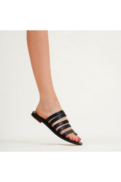 DaphneSandals Genuine Leather Black Women's Slippers - Kk5136