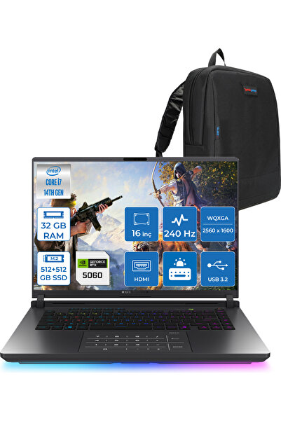ASUS Rog Strix G16 I7 14650HX 32GB 512GB SSD+512GB 8GB/RTX5060 115W 16" 2,5k 240Hz 3ms Freedos WS5049F10