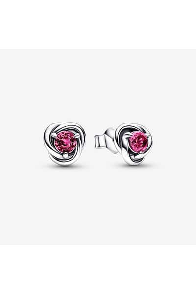 Pandora 925 Silver Eternity Circle Earrings - Pink