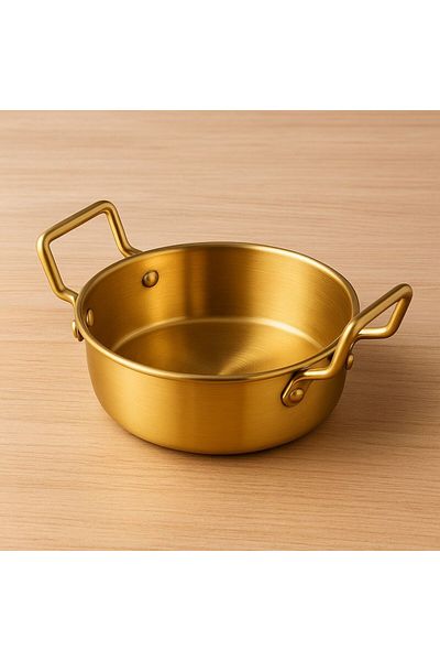 Qerhome Gold Presentation Plate & Appetizer Presentation Plate with Handle Steel 1 Piece 10 cm Stainless Steel