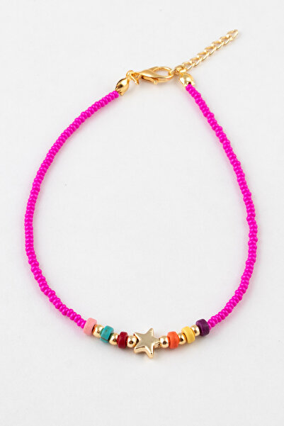 Sortie Aksesuar Colorful beaded stone and star figured beaded anklet 011