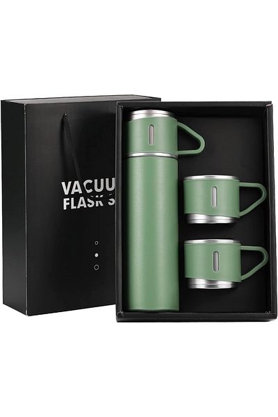 divendi-ro Set termos din oțel inoxidabil cu 2 canistre pentru câini din oțel inoxidabil, capacitate 500 ml - albastru