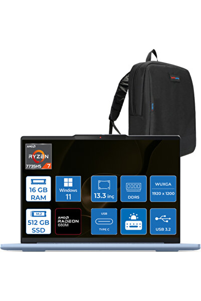 LENOVO Ideapad Slim 5 Ryzen 7 7735HS 16GB 512GB SSD WIN11HOME 13.3" Wuxga IPS...