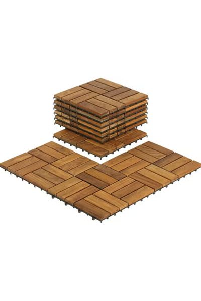 co arma 30*30 Wood Floor Tile Set of 9 Pieces for Decorating Walkways, Roofs and Gardens, Brown