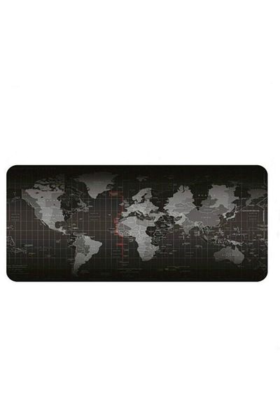 OEM Gaming Mousepad, Rubberized, Anti-Slip, World Map Design, 79x30 cm, Black