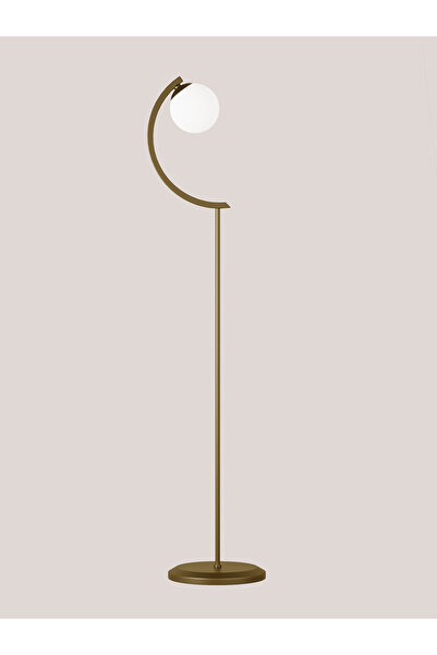 avizade STELLA Eskitme Metal Gövdeli Tek Beyaz Cam Küre Lambader – Modern Tasarım Yer Lambası