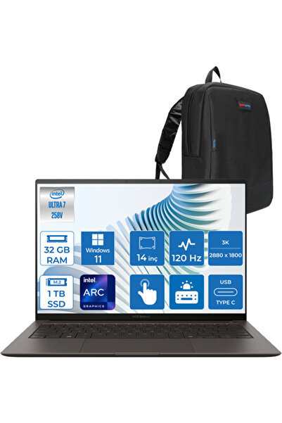 ASUS Zenbook S 14 Ultra 7 258V 32GB 1tb SSD 14" 3k OLED 120hz 500NIT WIN11PRO Dokunmatik UX5406SA02