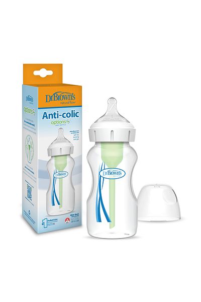 Dr.Brown's Dr. Brown's 270 ml Wide Mouth Anti-Colic Options+ Pp Feeding Bottle, Single Package with 1St Level Nipple