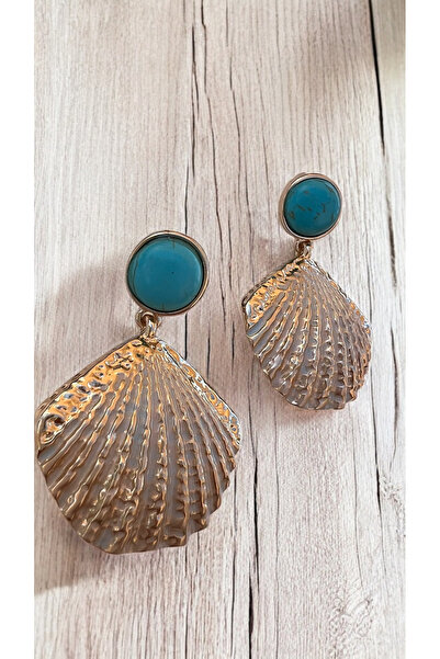 Bo Takı ve Aksesuar Mussel Model Blue Stone Earrings