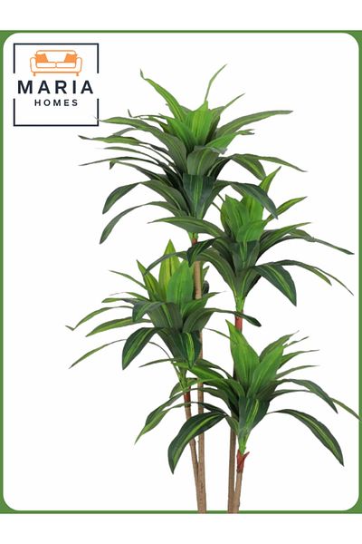 MARIA HOMES Artificial Corn Leaf Tree 140 cm – Indoor Decorative Plant with White Pot