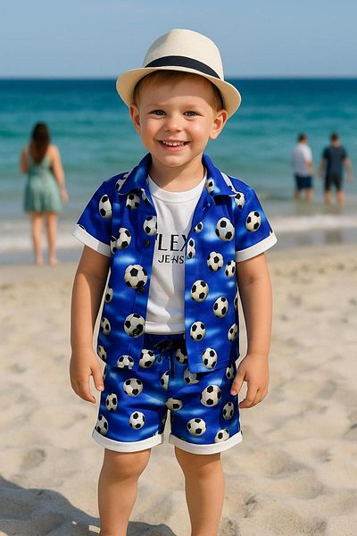 Bulut Baby Boy's Summer, Sea Shirt-T-Shirt-Shorts Set