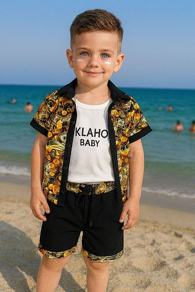 Bulut Baby Boy's Summer, Sea Shirt-T-Shirt-Shorts Set