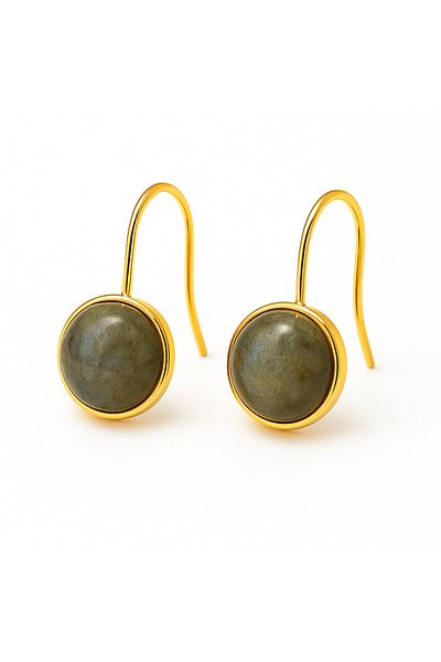 OEM Earrings With Labradorite, 18k Gold Plated, Handmade In Romania