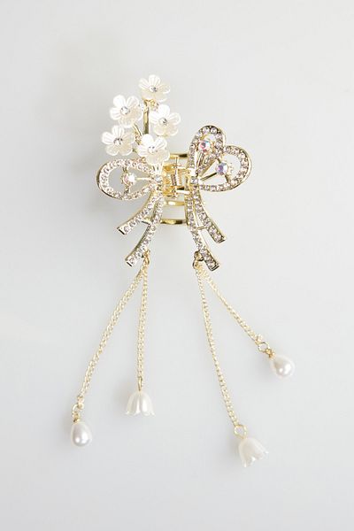 Fulla Moda Bow Stone Floral Metal Latch Buckle