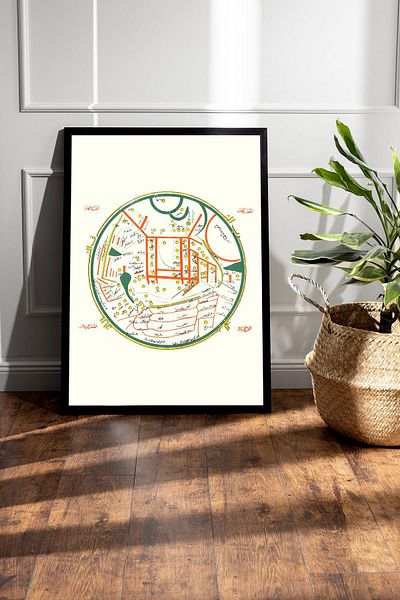 Saturn Mahmut of Kashgar Map Framed Painting