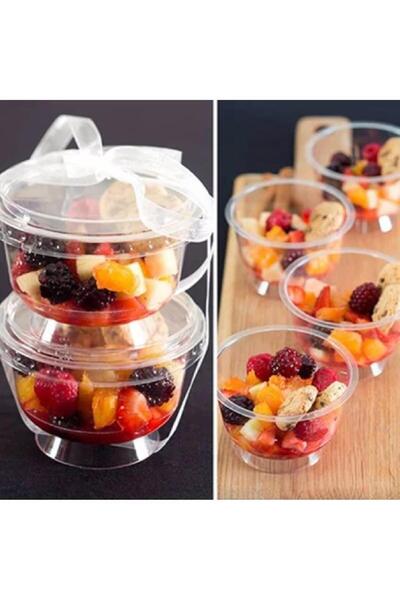 TATLI GÜNLER 10’lu Kapaklı Şeffaf Tatlı Kabı – Magnolia Kasesi | Sunum Kabı Aşure Kabı