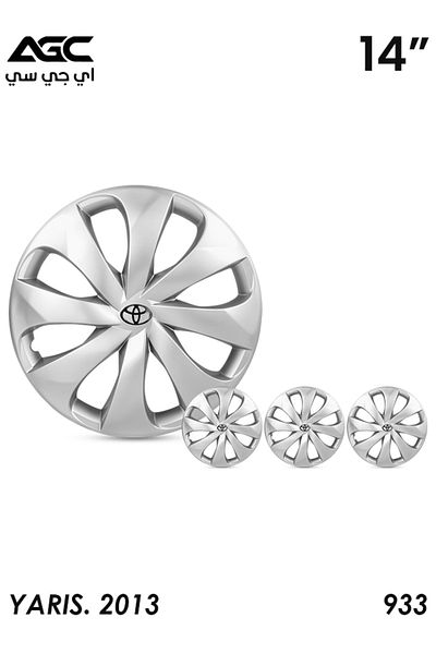 AGC Wheel Cover Set for Toyota Yaris 2013 – 14'' Durable Fiber Hubcaps with Retention Ring - 933