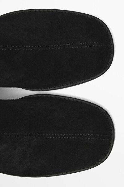 Massimo Dutti Kalın süet düz bot