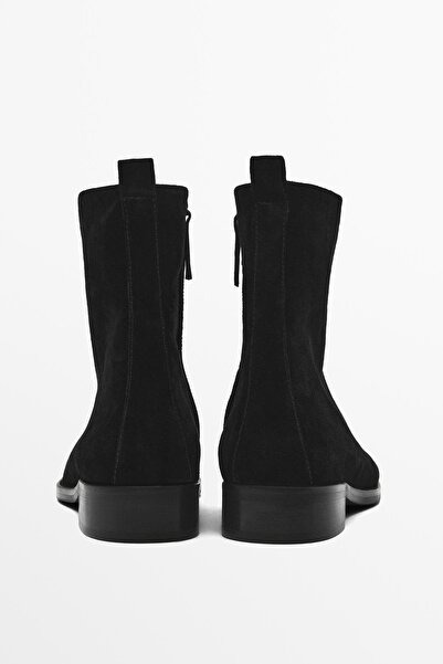 Massimo Dutti Kalın süet düz bot
